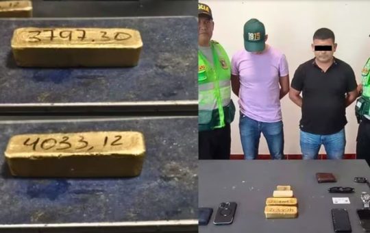 Oro macizo cotizado en S/2.3 millones eran transportados cerca a la frontera con Ecuador: la PNP detuvo a dos sujetos