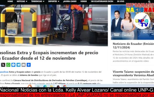 Informativo Nacional: Gasolinas Extra y Ecopaís incrementan de precio en Ecuador desde el 12 de noviembre