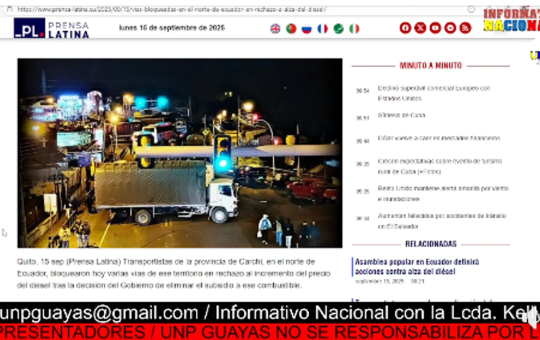 Informativo Nacional: Vías bloqueadas en el norte de Ecuador en rechazo a alza del diésel