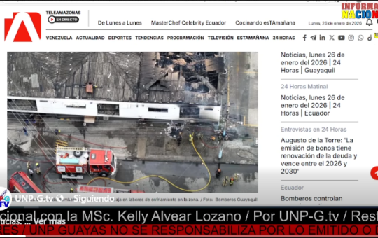 Informativo Nacional: Bomberos controlan voraz incendio en una imprenta en Mapasingue Este.