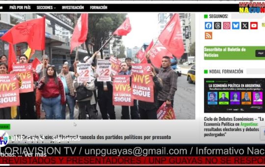 Informativo Nacional / El Consejo Nacional Electoral cancela dos partidos políticos por presunto incumplimiento de la Ley Electoral.