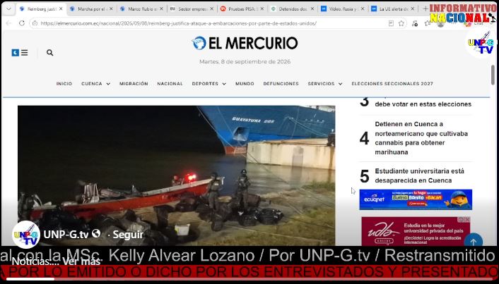 Informativo Nacional / Reimberg justifica ataque a embarcaciones por parte de Estados Unidos.